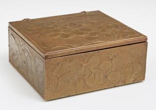 Appraisal: Hammered Brass Desk Box early th c probably N Hammered