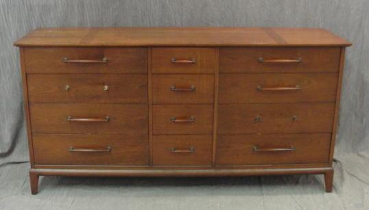 Appraisal: Midcentury Multi-Drawer Chest along with a Mirror From a Queens