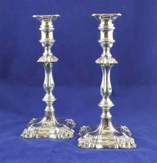 Appraisal: A pair of William IV silver candlesticks with waisted knopped