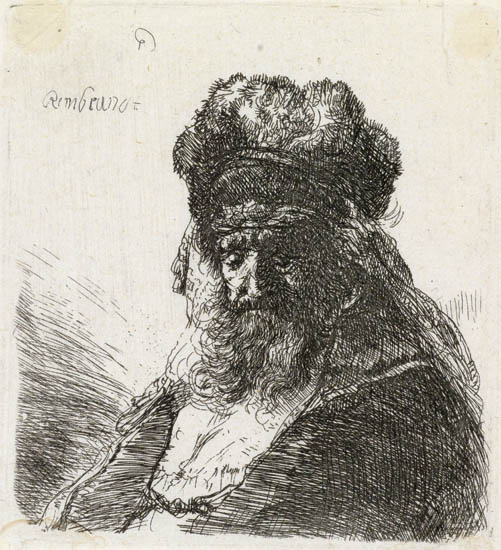 Appraisal: REMBRANDT VAN RIJN Old Bearded Man in a High Fur