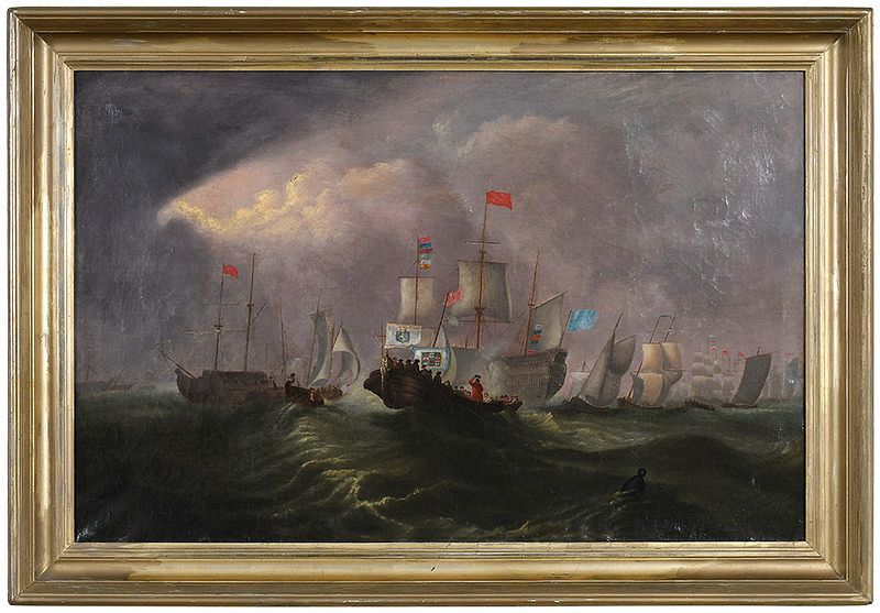 Appraisal: John Tudgay British active - The Royal Barge signed verso