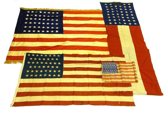 Appraisal: Four American flags including two -star flags including one with