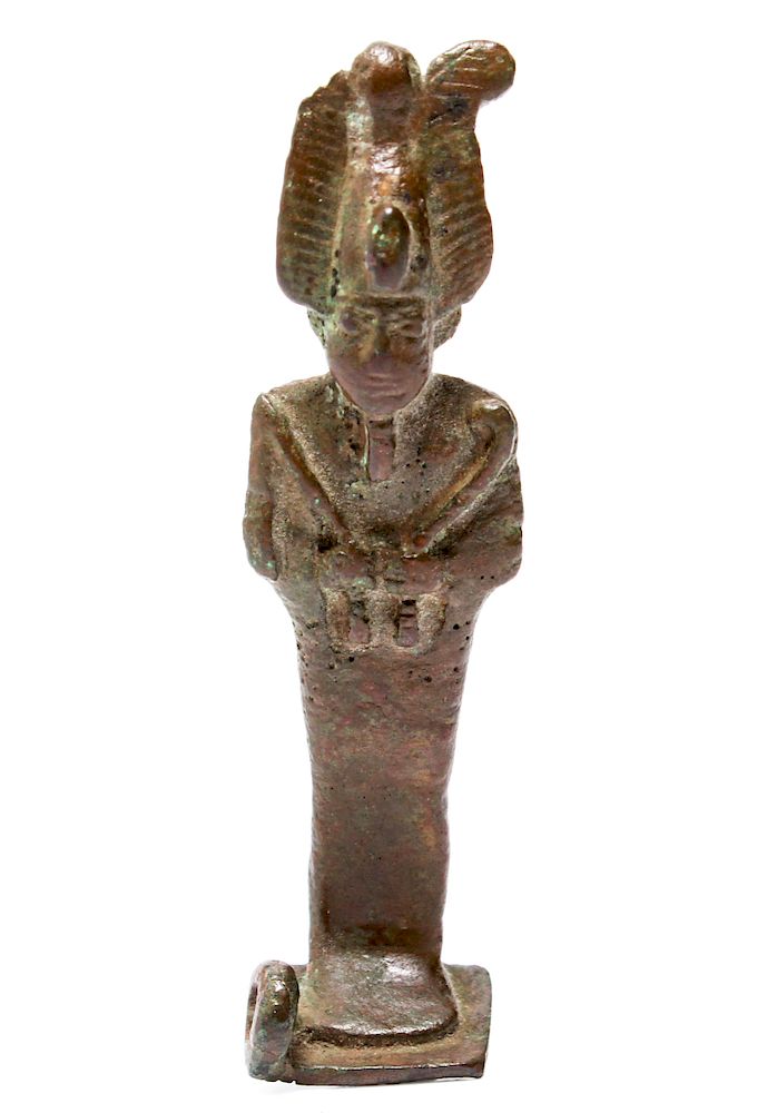 Appraisal: Ancient Egyptian Osiris Funerary Figure Bronze Ancient Egyptian Osiris funerary