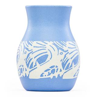 Appraisal: OVERBECK Vase with stylized bird ELIZABETH OVERBECK - MARY FRANCES