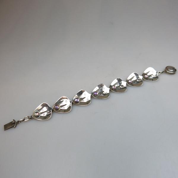 Appraisal: Hugo Grun Danish Sterling Silver Bracelet bezel set with small