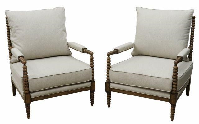 Appraisal: pair Contemporary armchairs late th c each with spool bobbin