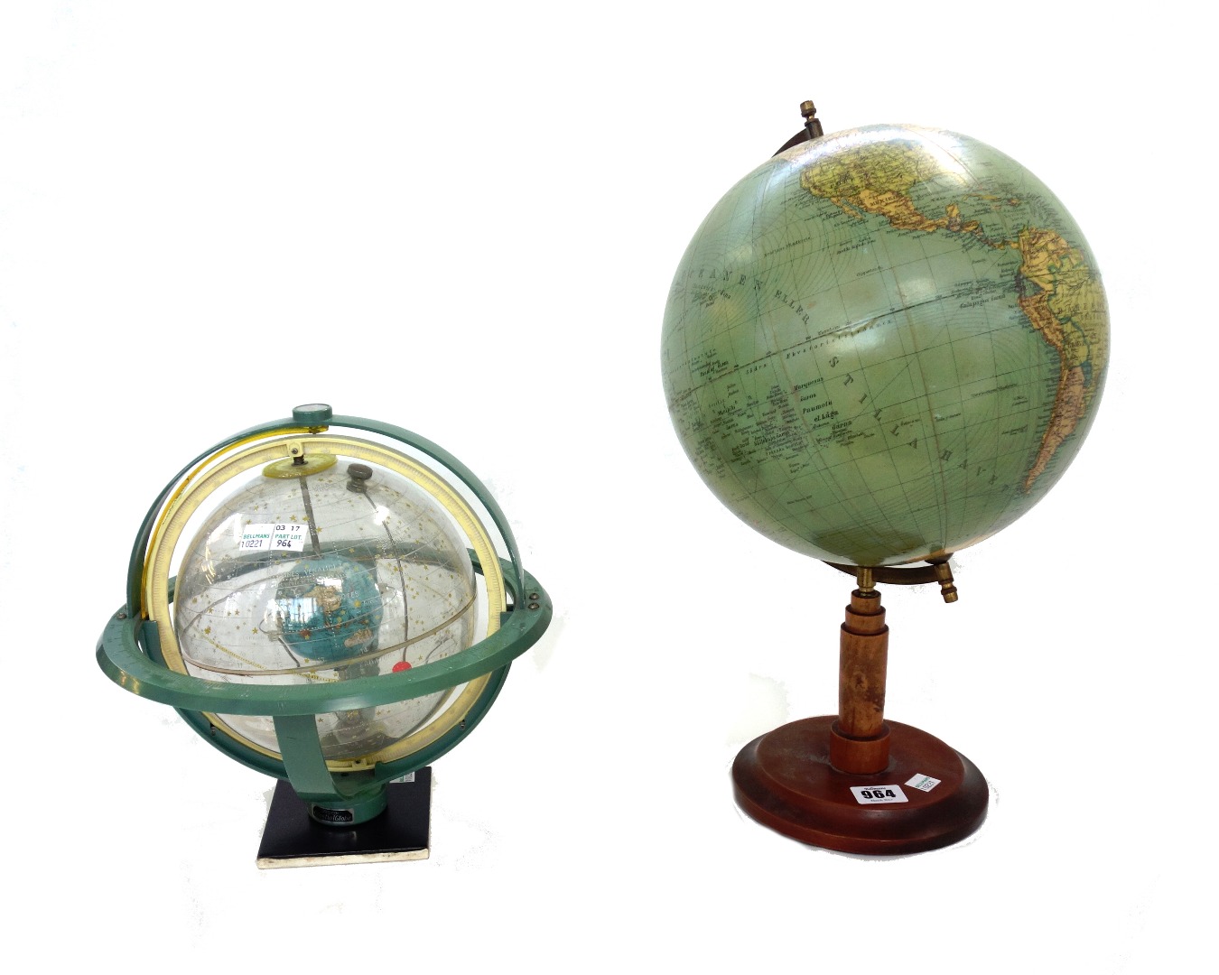 Appraisal: A Jordglob terrestrial nine inch table globe th century on