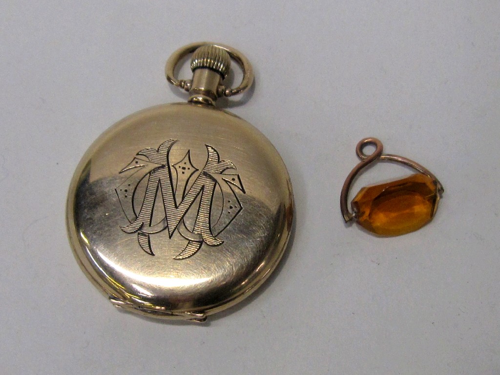 Appraisal: Lot comprising rolled gold pocket watch and a fob