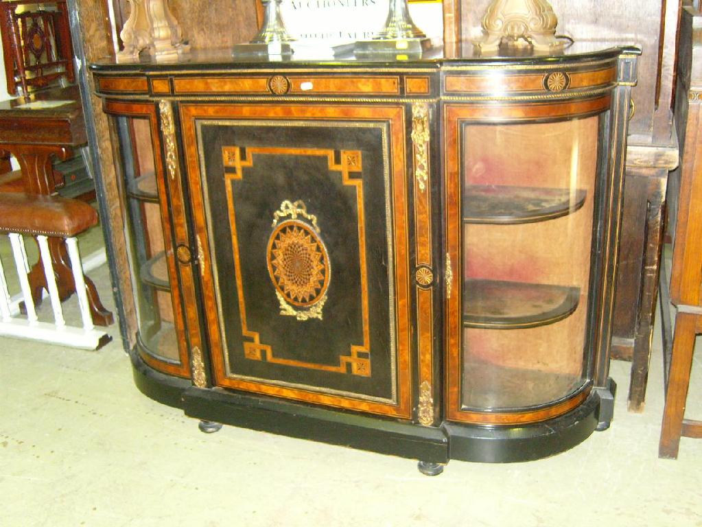 Appraisal: A mid Victorian mahogany D-end credenza with ebonised and figured