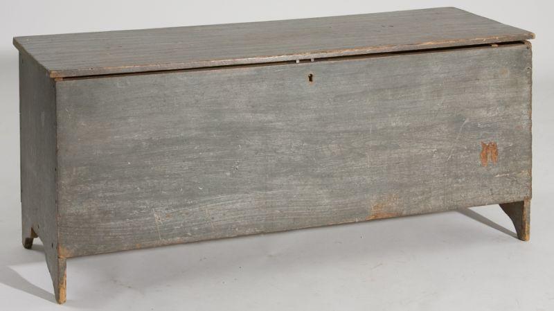 Appraisal: American Painted Blanket Chest th c six board form grey