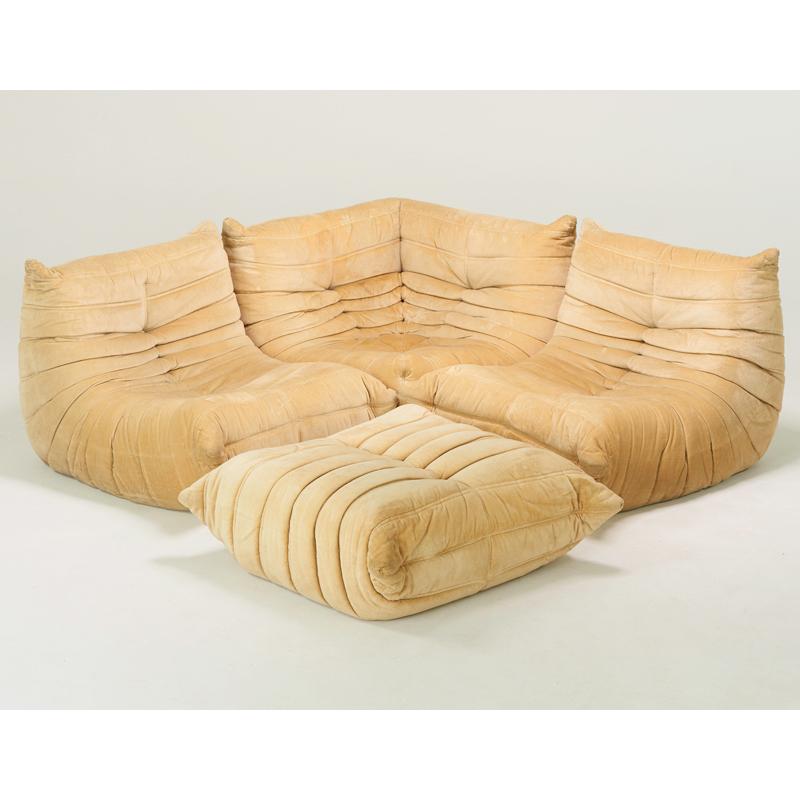 Appraisal: AIRBORNE ARCONAS Togo four-piece sectional sofa consisting of two armless