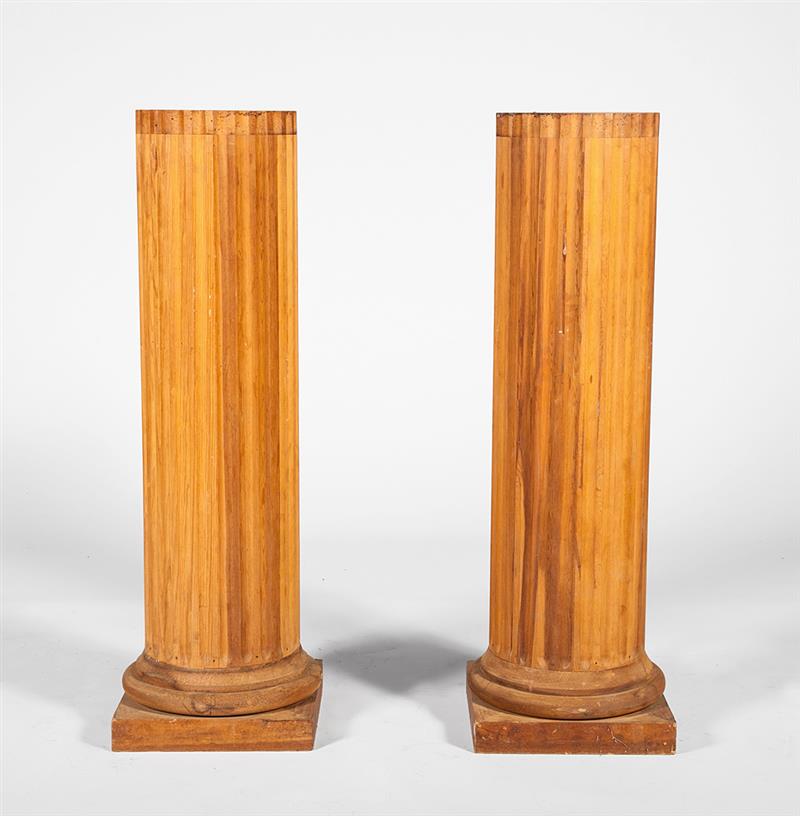 Appraisal: Pair of Fluted Pine Pedestals With interior lights open to