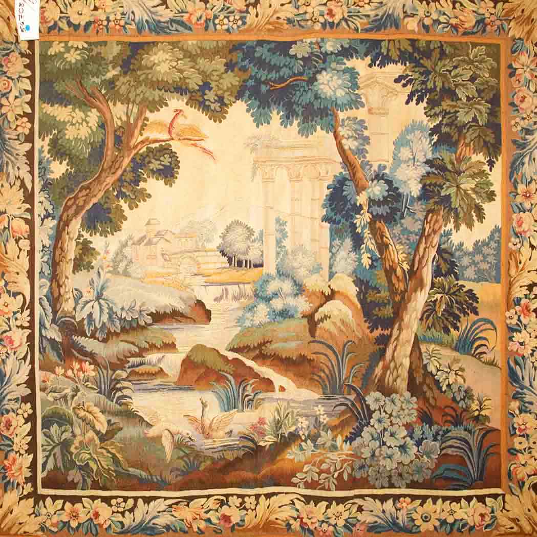 Appraisal: Aubusson Verdure Tapestry France th century A landscape scene with