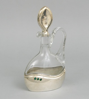 Appraisal: A Sterling Silver Overlay Contemporary Decanter A contemporary glass decanter