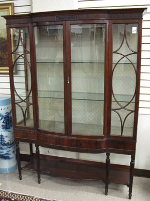 Appraisal: A SHERATON REVIVAL MAHOGANY CHINA CABINET English mid th century