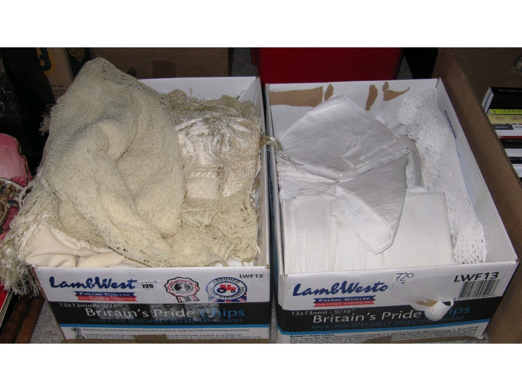 Appraisal: Lot comprising two boxes of assorted linen and lace