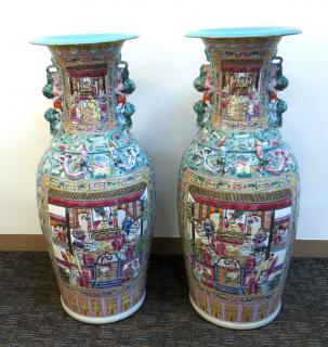 Appraisal: Pair Of Large Palace Vases Pair Of Large Palace Vases