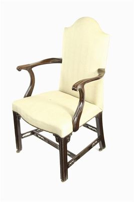 Appraisal: A mahogany open armchair the arch padded back to later