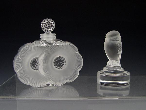 Appraisal: PIECE LALIQUE PERFUME BIRD PAPERWEIGHT To include Perfume in blossom