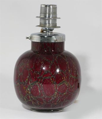 Appraisal: A W M F Ikora glass lamp base deep red