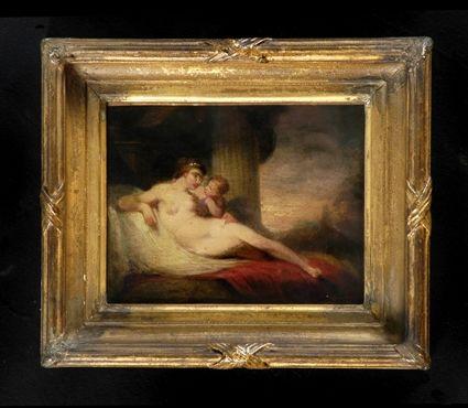 Appraisal: EUROPEAN SCHOOL VENUS AMOR Oil on paper laid down on