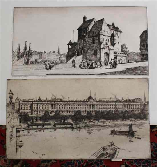 Appraisal: Stanley Anderson - two etchings View of Honfleur and Somerset