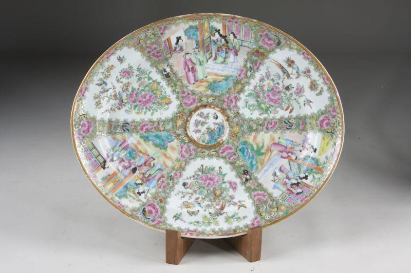 Appraisal: Chinese Export Rose Medallion Oval Platter th c hand painted