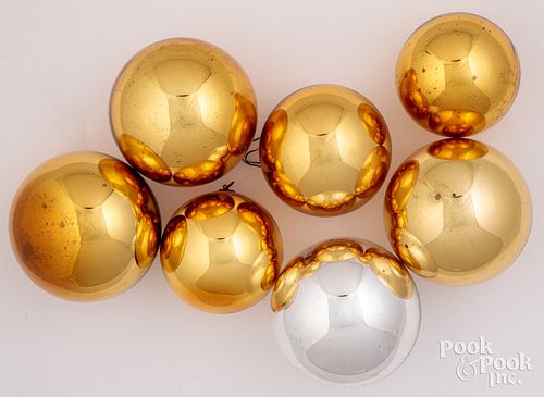 Appraisal: SEVEN GLASS KUGEL ORNAMENT BALLSSeven glass Kugel ornament balls in