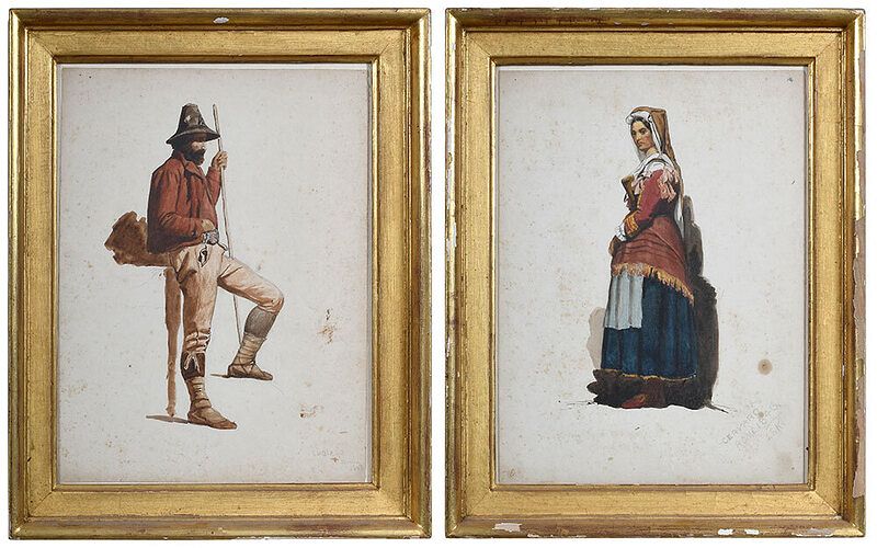 Appraisal: John Frederick Kensett American - Italian Costumed Figures a Pair