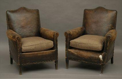 Appraisal: Pair of Leather Upholstered Club Chairs x x in