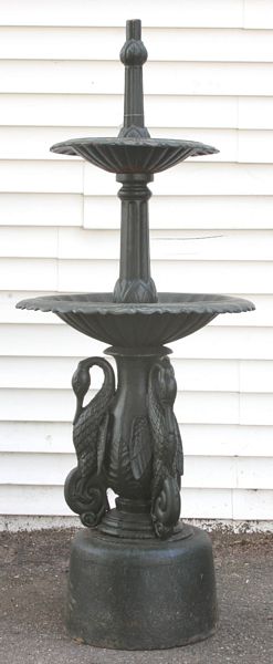 Appraisal: Cast iron fountain with figural swan base h x dia