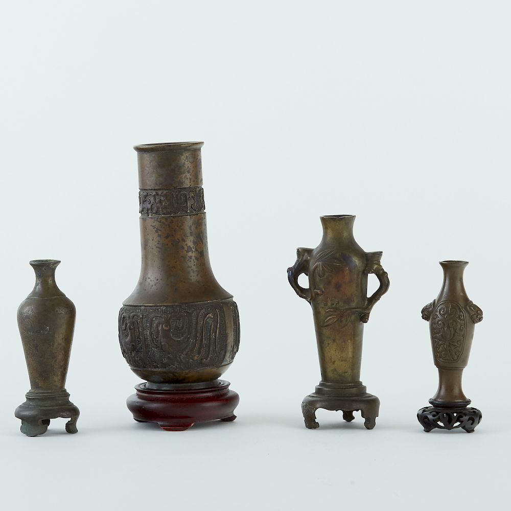 Appraisal: Grp Chinese Bronze Vases Group of four Chinese bronze vases