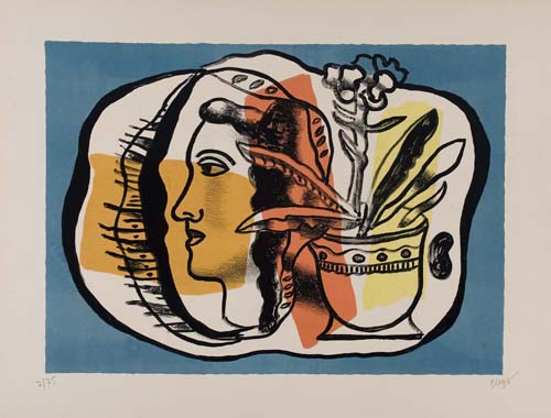 Appraisal: FERNAND L GER Composition au profil Color lithograph x mm