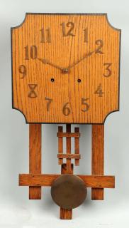 Appraisal: Mission Style Oak Wall Clock Pair of Limbert Arts Crafts