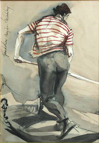 Appraisal: Frank N Ashley American The Gondolier signed dated and titled