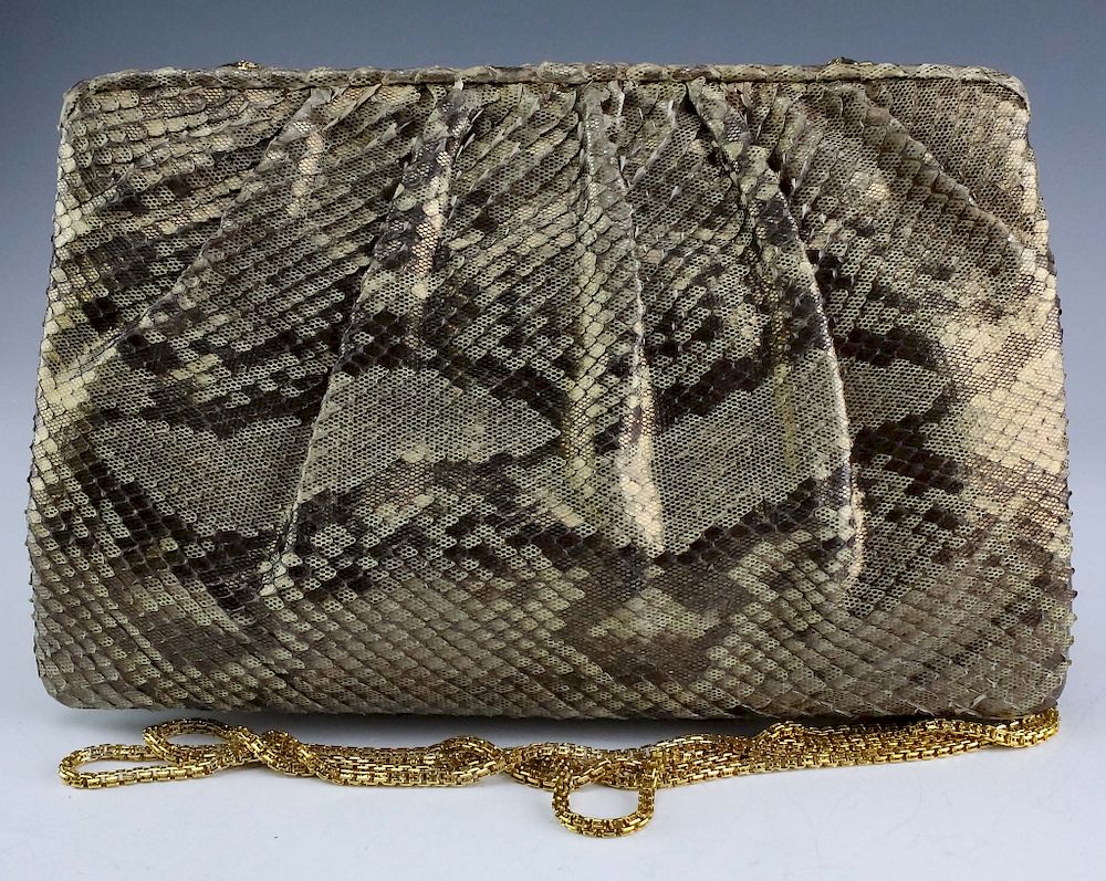 Appraisal: Judith Leiber Minaudiere Snake Skin Clutch Handbag Vintage Judith Leiber