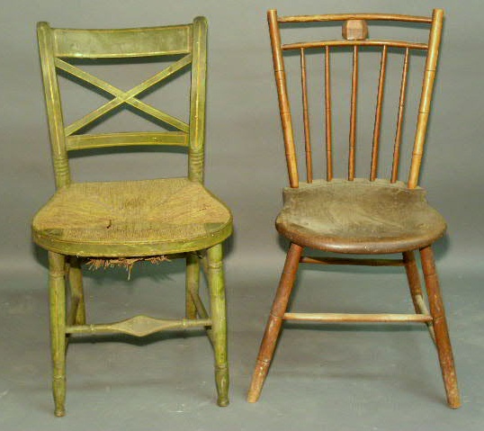 Appraisal: Green fancy chair and a birdcage Windsor side chair