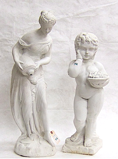 Appraisal: TWO NEOCLASSICAL STYLE GARDEN FIGURES both cast marble aggregate painted