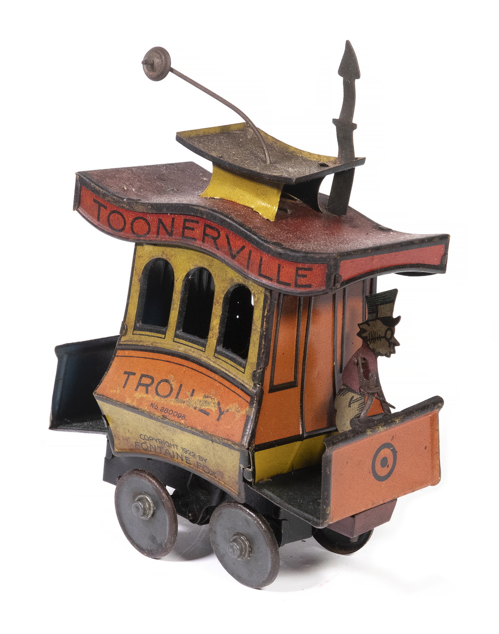 Appraisal: TOONERVILLE TROLLEY TIN LITHO WIND-UP TOY Circa Trolley Toy No