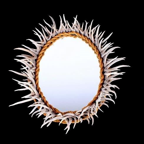 Appraisal: Large Deer Antler Framed Oval Mirror For your bidding consideration