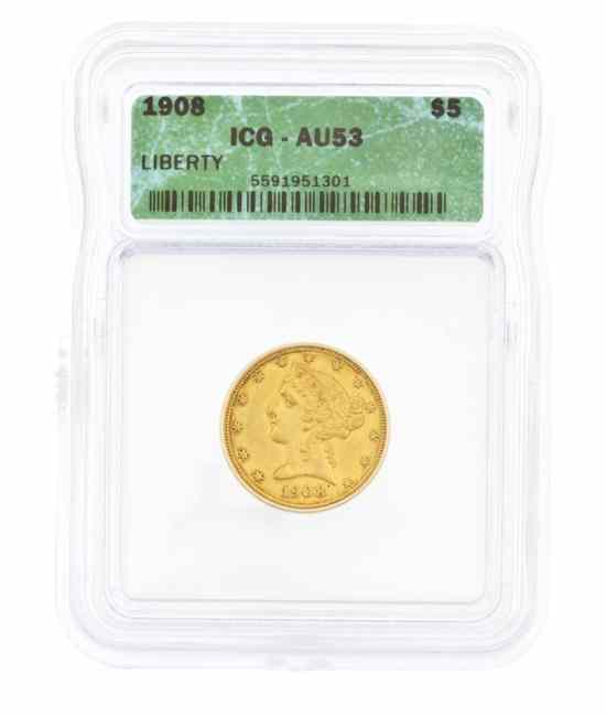 Appraisal: A U S Liberty Gold Coin the half eagle coin