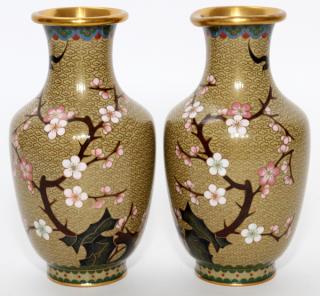 Appraisal: CHINESE CLOISONNE VASES TH C PAIR CHINESE CLOISONNE VASES TH