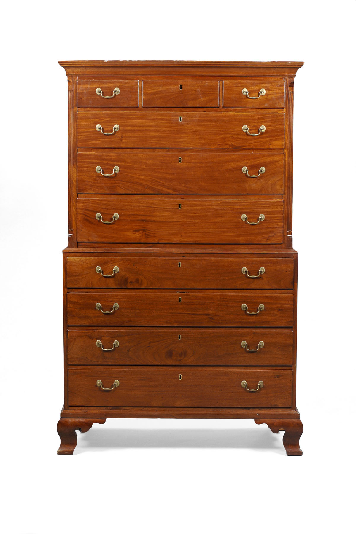 Appraisal: AMERICAN CHIPPENDALE MAHOGANY CHEST ON CHEST PROBABLY NEW YORK In