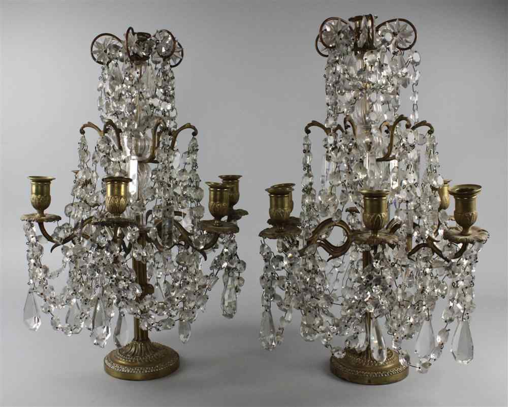 Appraisal: PAIR OF CHARLES X STYLE CANDELABRA each with six gilt