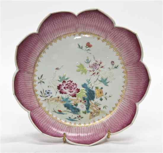 Appraisal: A Chinese Export Porcelain Lotus Form Dish the center decorated