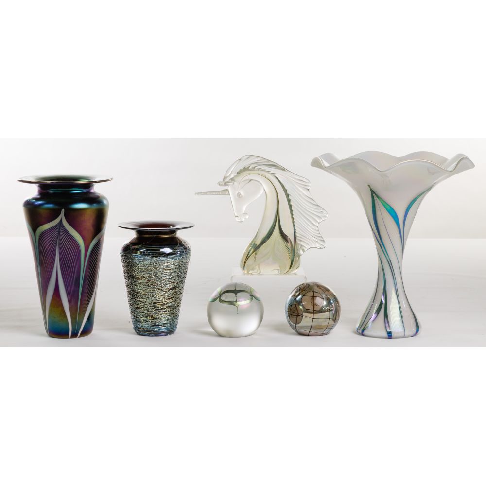 Appraisal: STUART ABELMAN ART GLASS ASSORTMENT items including vases paperweights and