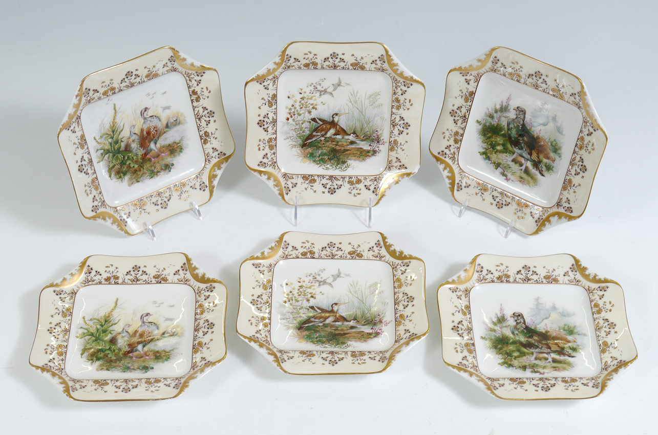 Appraisal: FRENCH HAVILAND LIMOGES HAND PAINTED PLATES Game decorated plates with