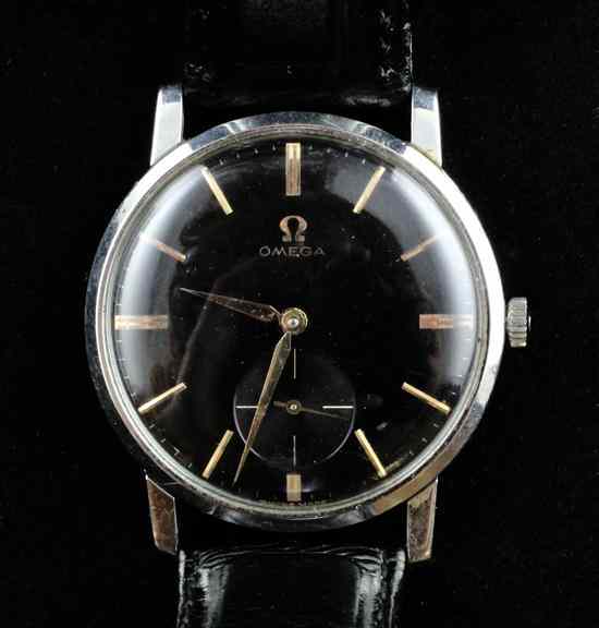 Appraisal: A gentleman's 's steel Omega wrist watch with black dial