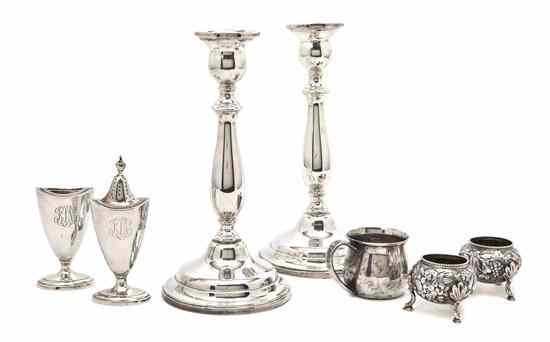 Appraisal: A Pair of American Sterling Silver Candlesticks International of baluster