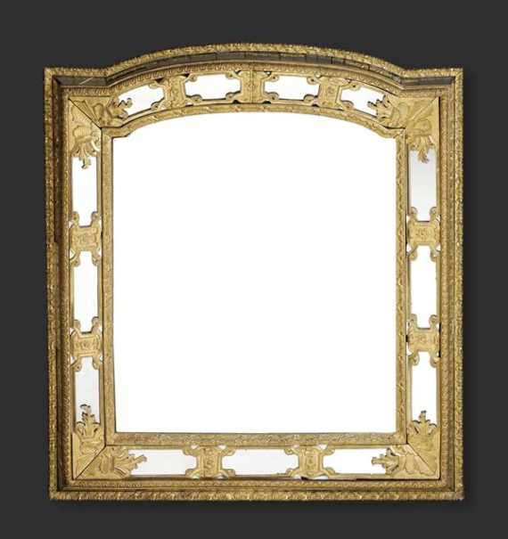 Appraisal: PIERCED AND CARVED GILTWOOD MIRROR R gence France th century